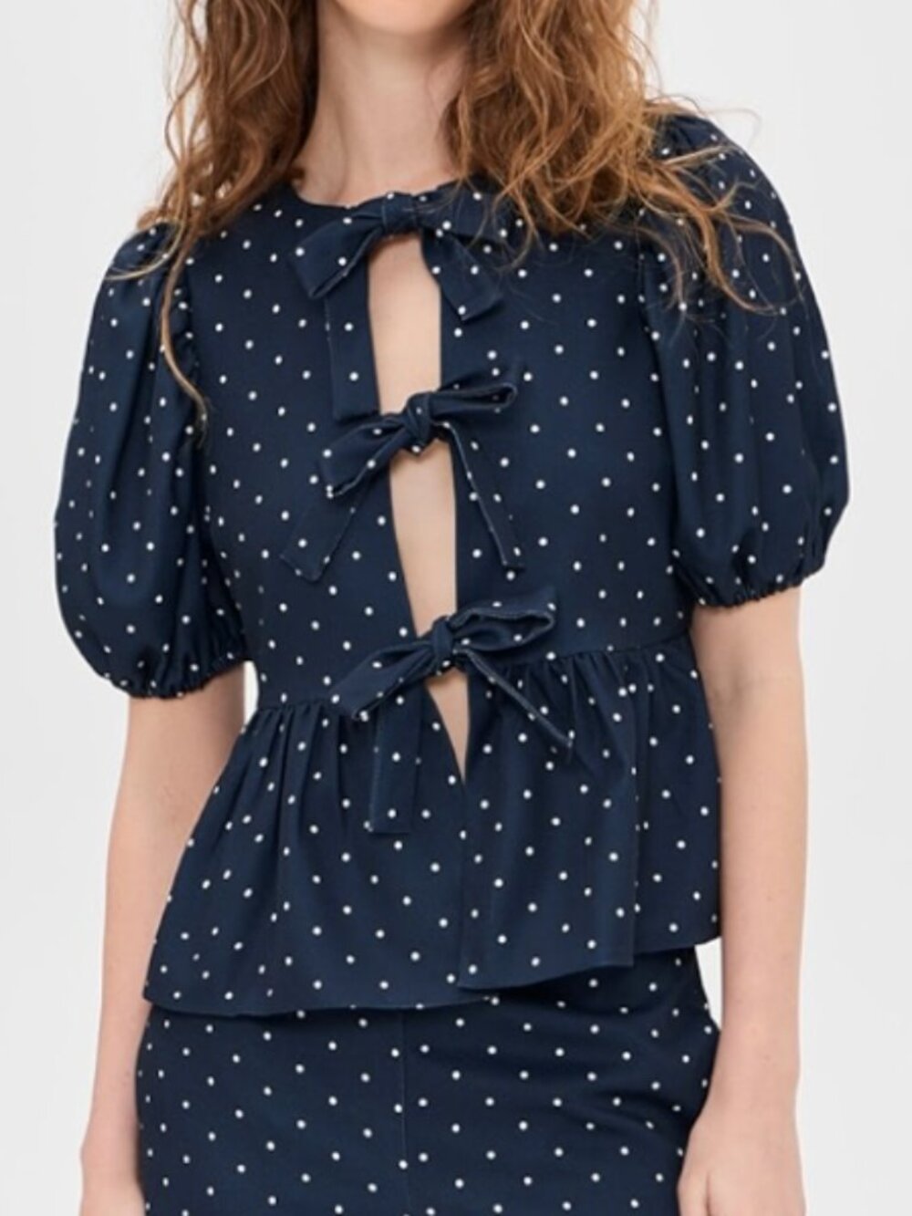 English Factory Polka Dot Puff Sleeve Top